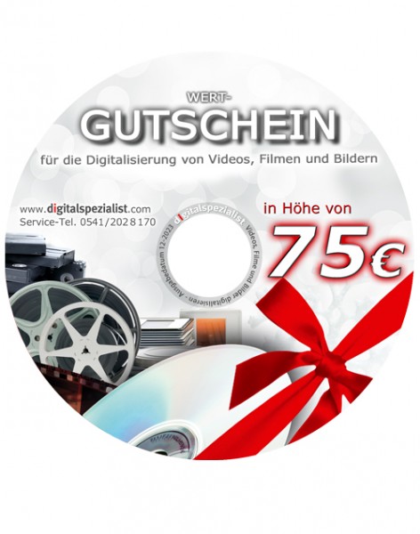 Geschenk-Gutschein in DVD-Optik (Wert: 75€)